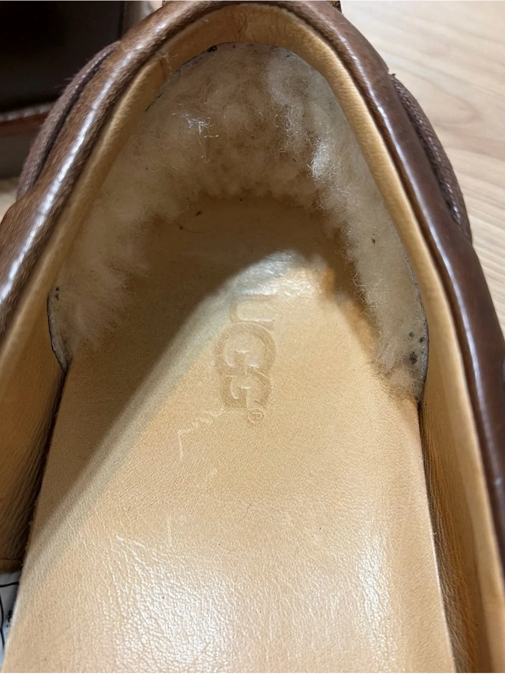 UGG Mens 11.5 Brown Leather Slip On Loafers Moc Toe Comfort Casual Shoes EU45